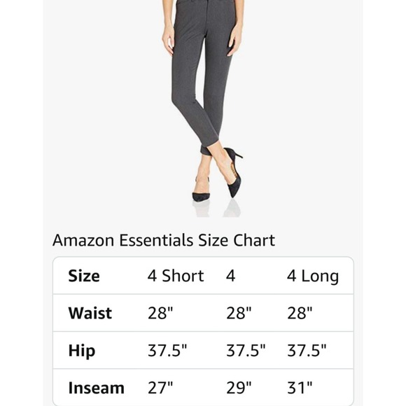 Amazon Essentials Women's Gray Ankle Pant, Cropped Dress Pants, Career‎ Size 4 - Picture 4 of 4